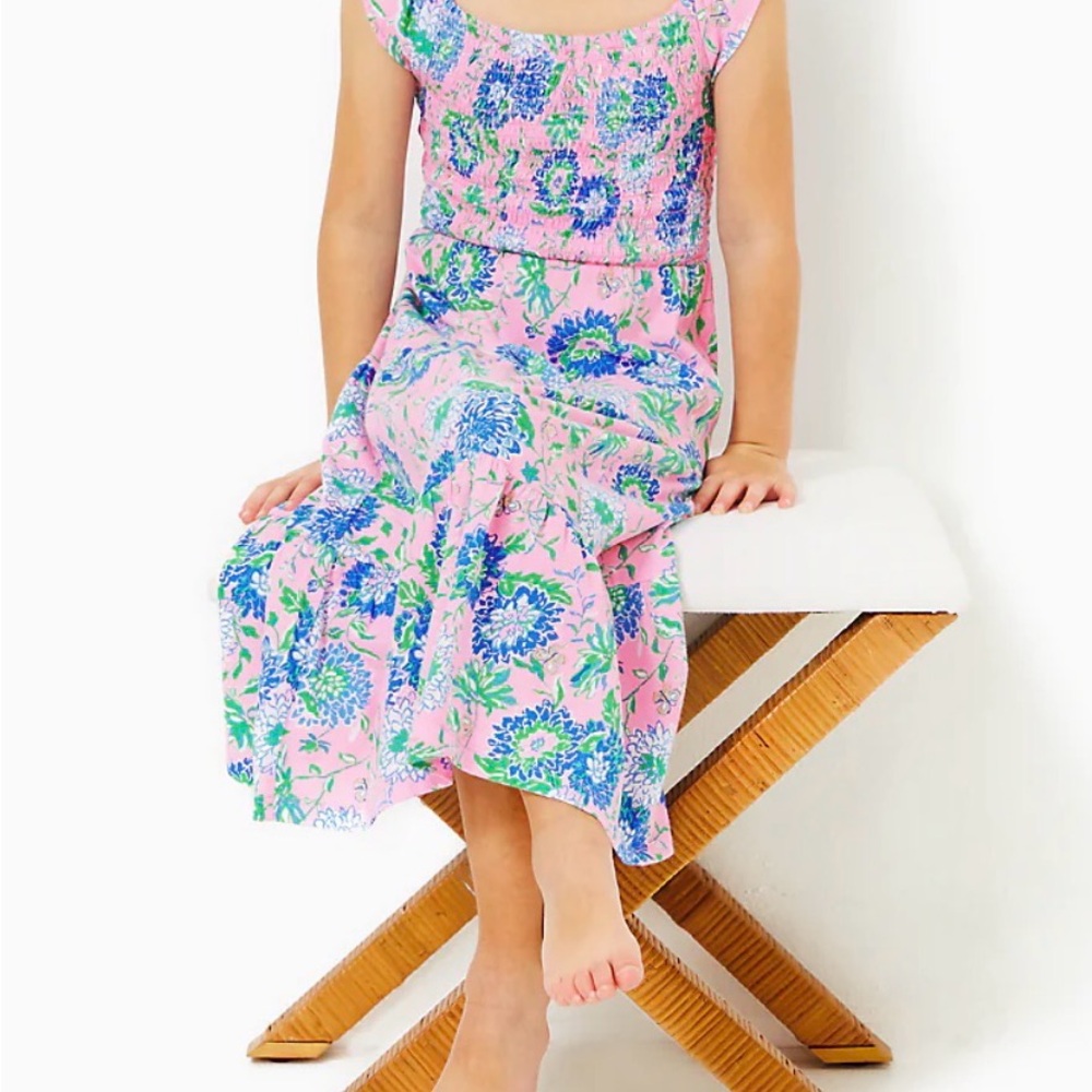 Lilly Pulitzer GIRLS Pink Conch Shell Mini Jilly Midi Dress Size Large